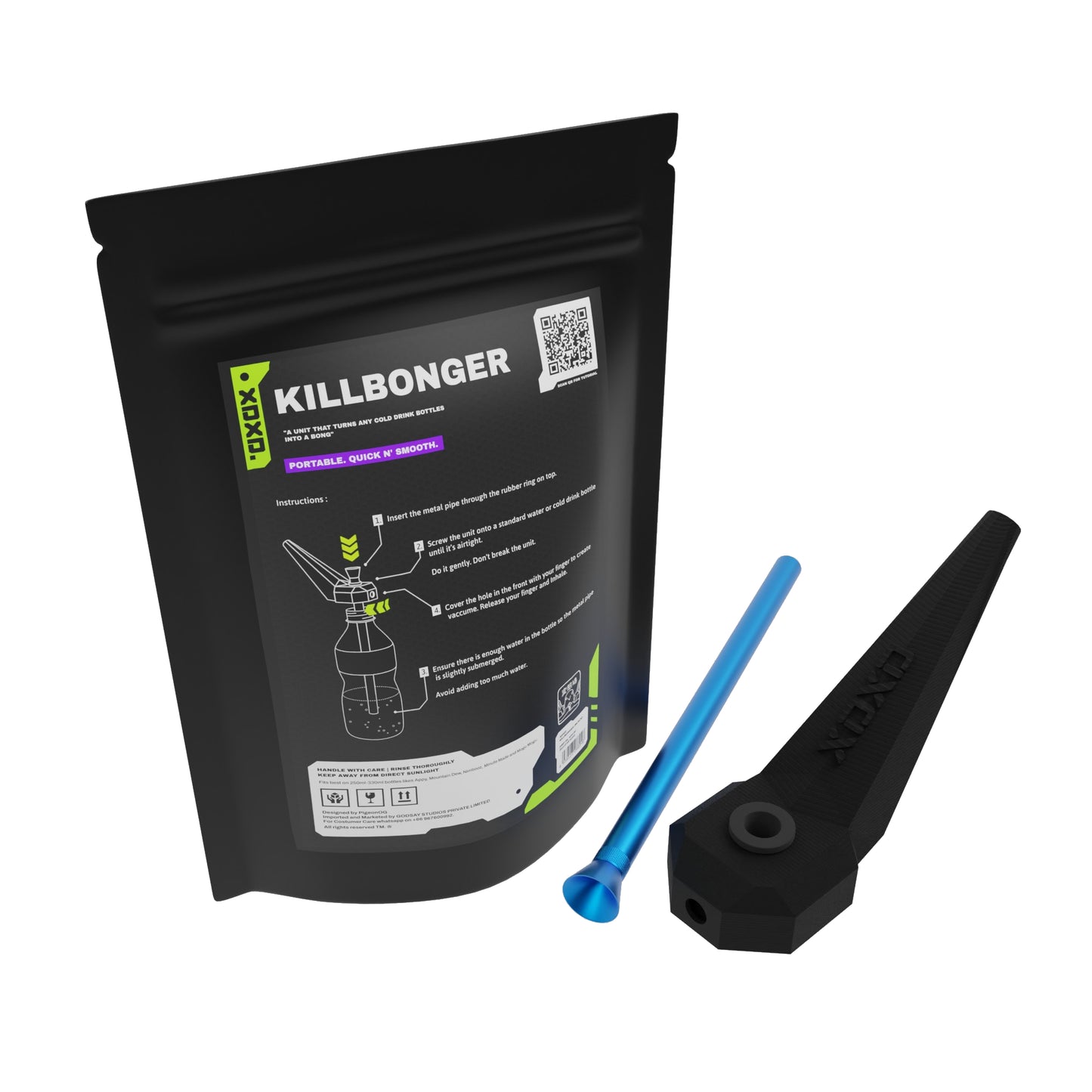 KILLBONGER XL Portable Detachable Universal Bottle Bong (Black)